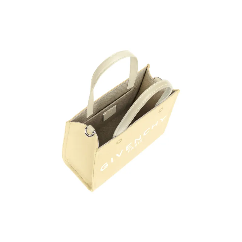 GIVENCHY Washed Cotton Canvas Bag, Tote Bag, Shopping Bag, Handbag Mini Women's Light Yellow-3