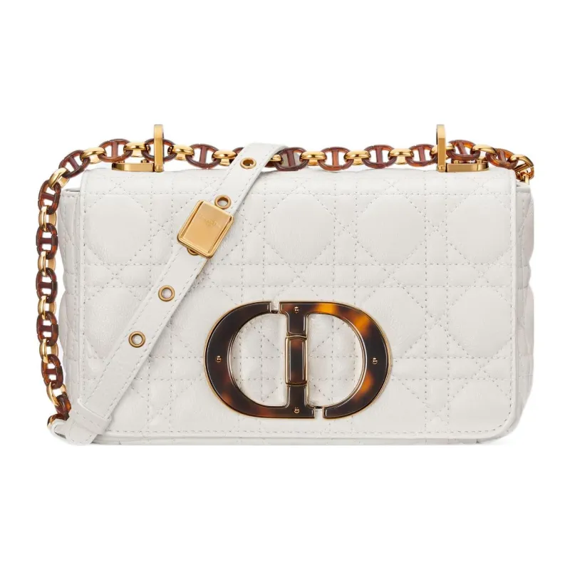 DIOR Caro Calfskin Crossbody Bag Shoulder Bag Women's White-0