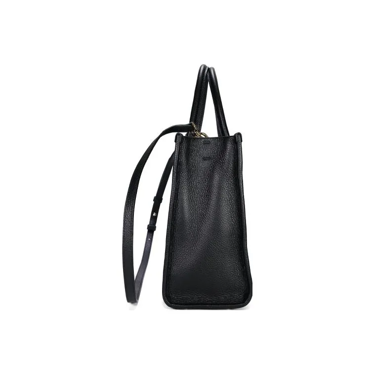 Furla Grained Cow Leather Tote Bag Shopping Bag Shoulder Bag Crossbody Bag Handbag Medium Size Women's Black-2