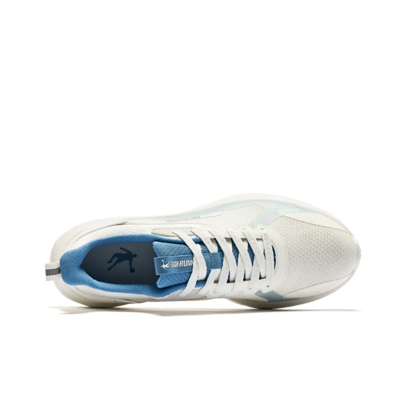 QIAODAN Anti Slip And Wear Resistant Breathable Low Top Running Shoes Men's White Blue-2