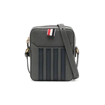 THOM BROWNE· Cow Leather Messenger Bag Shoulder Bag Crossbody Bag Men's Charcoal Gray