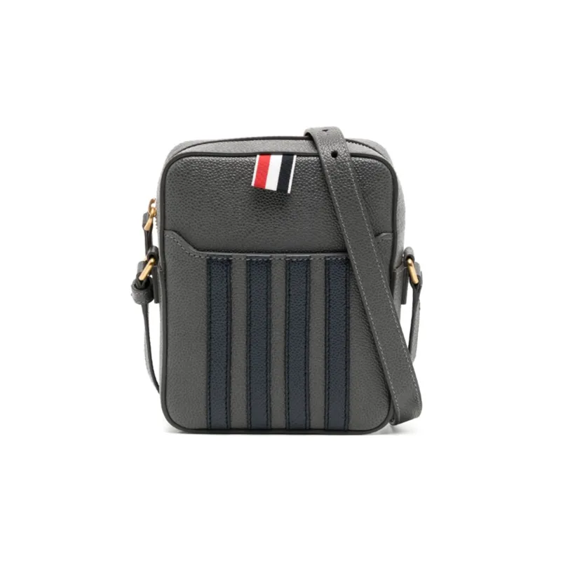THOM BROWNE· Cow Leather Messenger Bag Shoulder Bag Crossbody Bag Men's Charcoal Gray-0