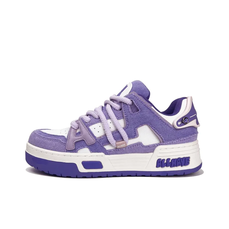 ALLHAVE Anti Slip Wear Resistant Low Top Skateboard Shoes Unisex Purple-0