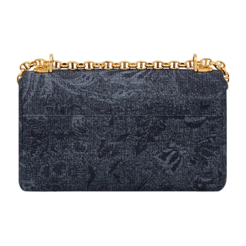 DIOR Caro Albero Della Vita Jacquard Pattern Shoulder Bag, Crossbody Bag Medium Size Women's Denim Blue-2