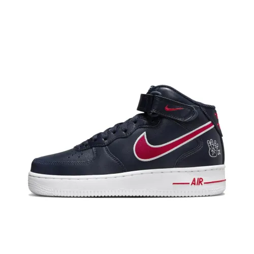 Nike Air Force 1 Skateboard Shoes Women's Mid-Top Blue/Red