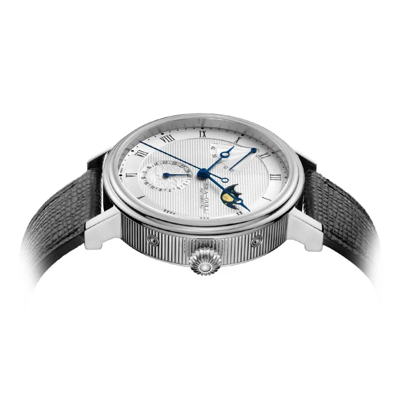 Sea Gull Masterpiece Collection Automatic Mechanical Movement Genuine Leather Strap Watch Men's Watches White Dial-1