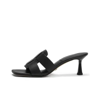CHARLES&KEITH Small Ck Stylish Sandal 6cm Women's Black/Yellow, Yellow/Dark Brown, Dark Brown
