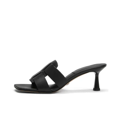 CHARLES&KEITH Small Ck Stylish Sandal 6cm Women's Black/Yellow, Yellow/Dark Brown, Dark Brown