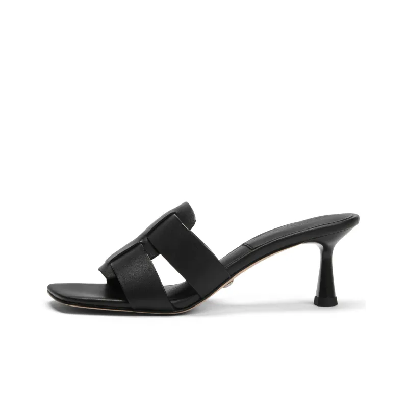 CHARLES&KEITH Composite Sole Slide Slippers Women's Black/Yellow/Dark Brown/Dark Brown-0