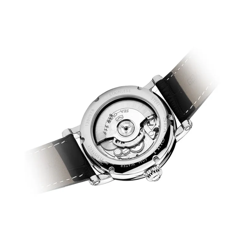Sea Gull LE BRASSUS Automatic Mechanical Movement Cow Leather Strap Watch Men's Watches White Dial-1