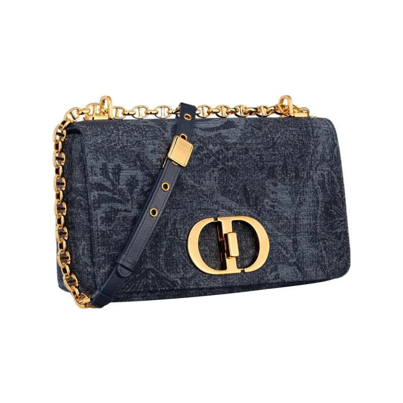 DIOR Caro Albero Della Vita Jacquard Pattern Shoulder Bag, Crossbody Bag Medium Size Women's Denim Blue-1