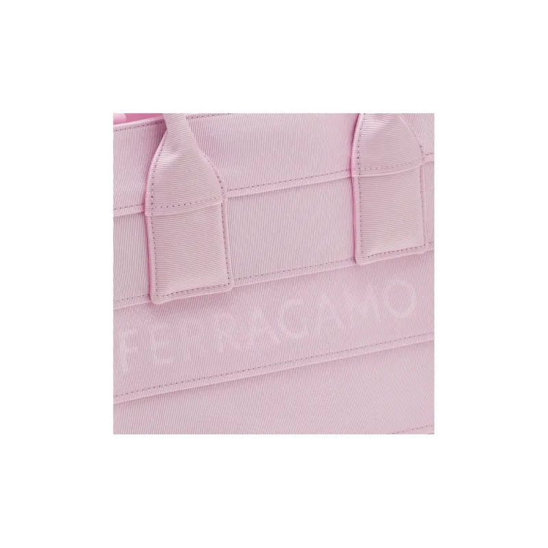 FERRAGAMO Fabric Tote Bag Shopping Bag Handbag Small Size Women's Light Pink Red-3
