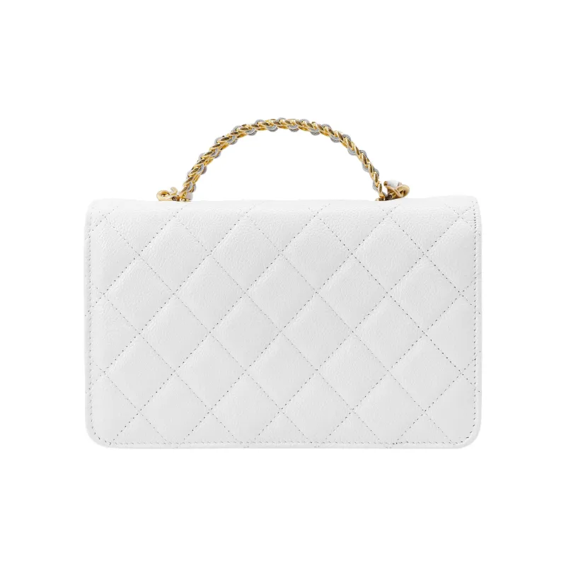 CHANEL 22SS Spring And Summer WOC Grain Embossed Calfskin Coin Purse Women's White-2