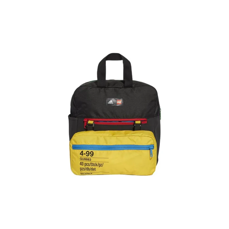 Adidas LEGO Building Block, Collaboration Polyester Backpack Men's Black & Yellow & Green & Red-0