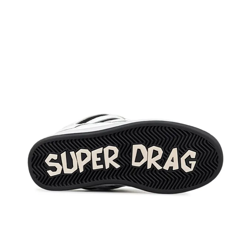 LuzaoT SUPER DRAG Puffy Shoes Low Top Skateboard Shoes Unisex White Black-5