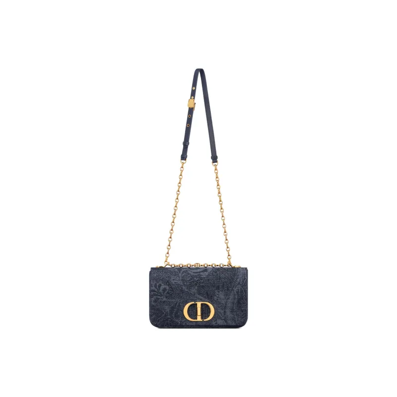 DIOR Caro Albero Della Vita Jacquard Pattern Shoulder Bag, Crossbody Bag Medium Size Women's Denim Blue-4