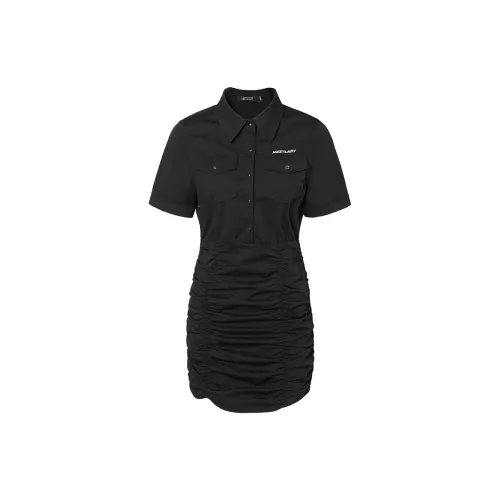 MEETLADY Short-Sleeved Dresses Women's Black