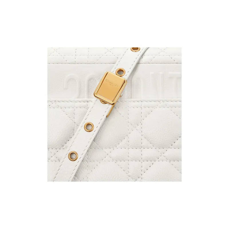 DIOR Caro Calfskin Crossbody Bag Shoulder Bag Women's White-5