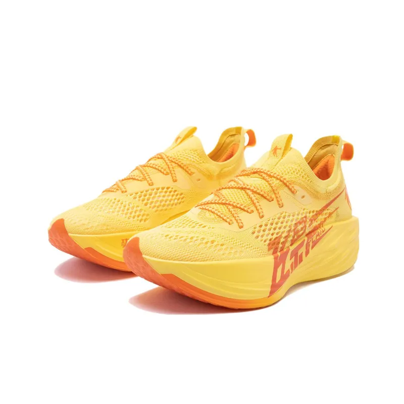 QIAODAN Flying Shadow Plaid Slip Resistant, Abrasion Resistant, Lightweight Low Top Running Shoes Men's Yellow Orange-1