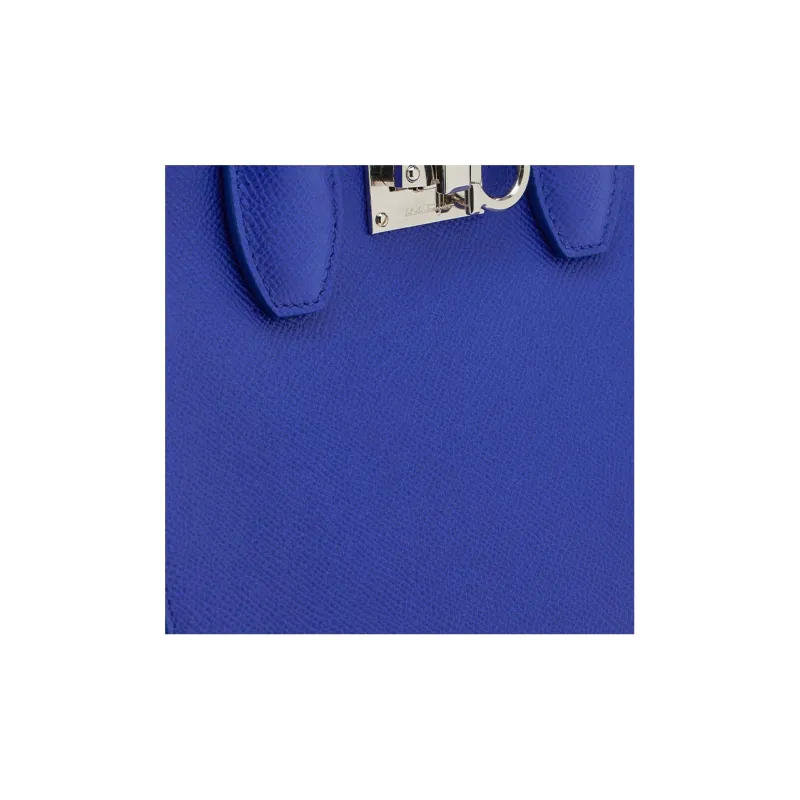 FERRAGAMO Studio Cow Leather Box Bag Shoulder Bag Crossbody Bag Handbag Small Size Women's Light Blue-3