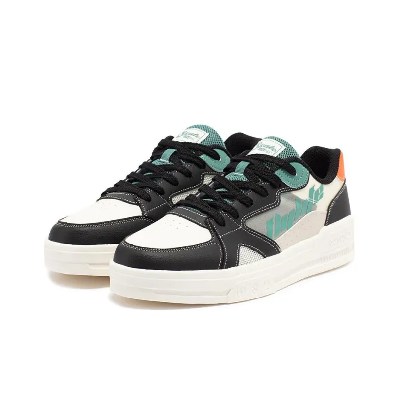 361° Anti-Slip Wear-Resistant Low-Top Skateboard Shoes Men's Black Cyan-2