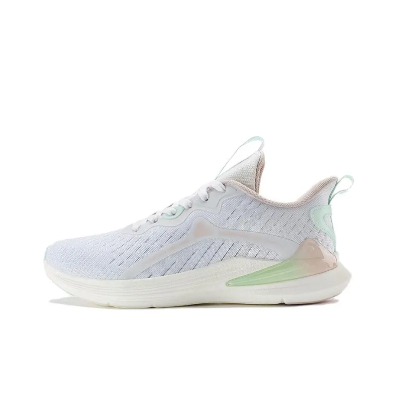 PEAK Cushioning Anti Slip And Wear Resistant Low Top Running Shoes Women's White Green Pink-0