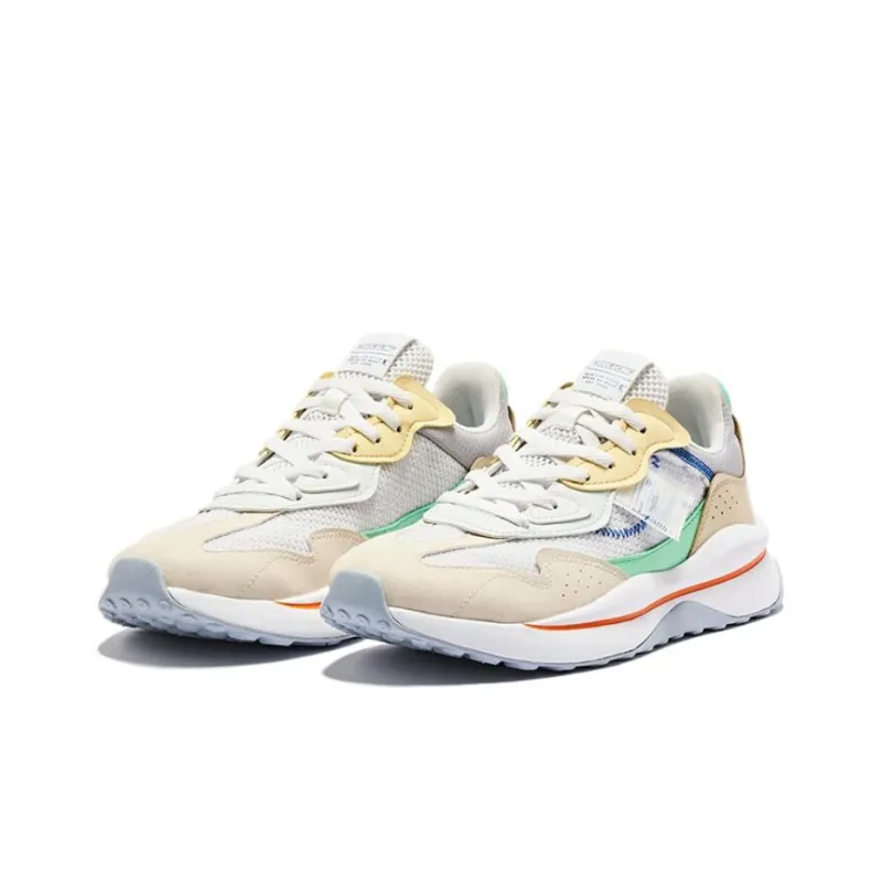 QIAODAN Anti Slip Wear Resistant Low Top Sports Casual Shoes Men's Jordan White Vanilla Yellow-2