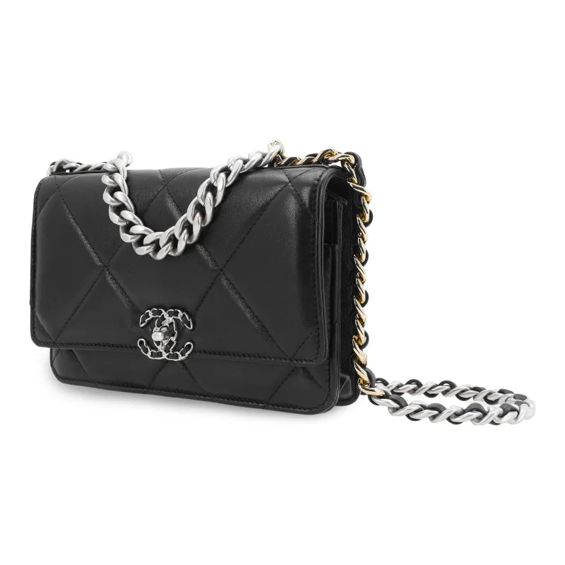 CHANEL 19BagWOC Sheepskin Shoulder Bag, Crossbody Bag, Wallet Women's Black-1