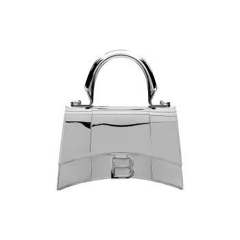 Balenciaga Hourglass Brass Handbag Extra Small Women's Silver