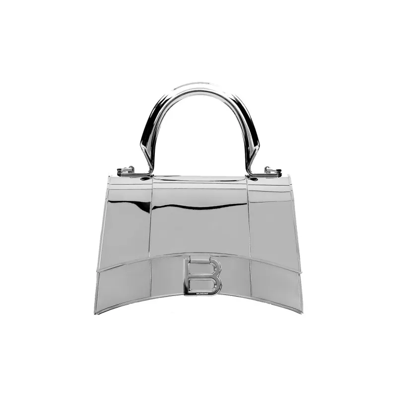 Balenciaga Hourglass Brass Handbag Extra Small Women's Silver-0