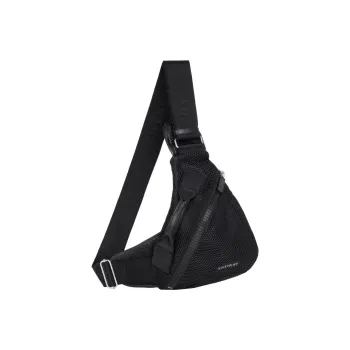 Givenchy G Zip Cow Leather Mesh Bag Sling Bag One Shoulder Crossbody Bag Fanny Pack Small Size Men's Black
