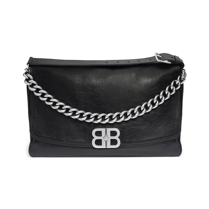 Balenciaga Bb Soft Large Flap Bag Black-0