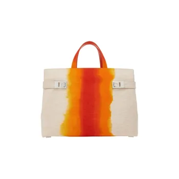 FERRAGAMO Canvas Bag, Tote Bag, Shopping Bag, Handbag Regular Men's White/Orange