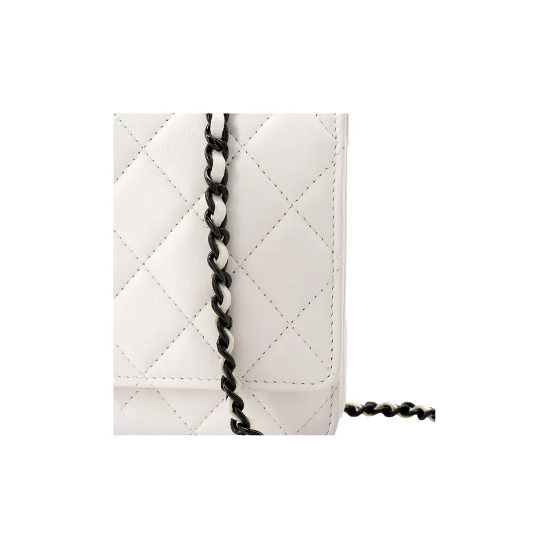 CHANEL Trendy CcWOC Sheepskin Wallet, Crossbody Bag, Shoulder Bag Women's White-5