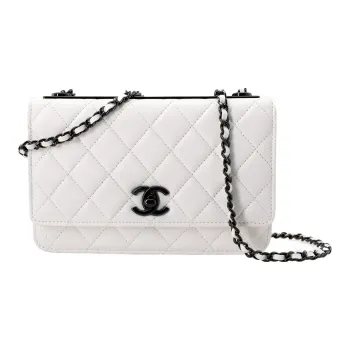 CHANEL Trendy CcWOC Sheepskin Wallet Crossbody Bag Shoulder Bag Women's White