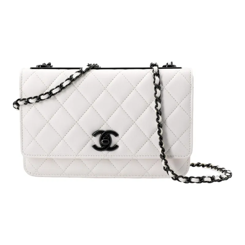 CHANEL Trendy CcWOC Sheepskin Wallet, Crossbody Bag, Shoulder Bag Women's White-0