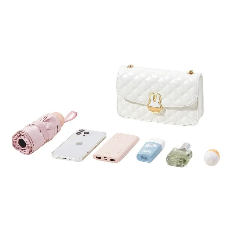 Miffy PU Small Square Bag Shoulder Bag Women's Ecru/Pink/Black-3