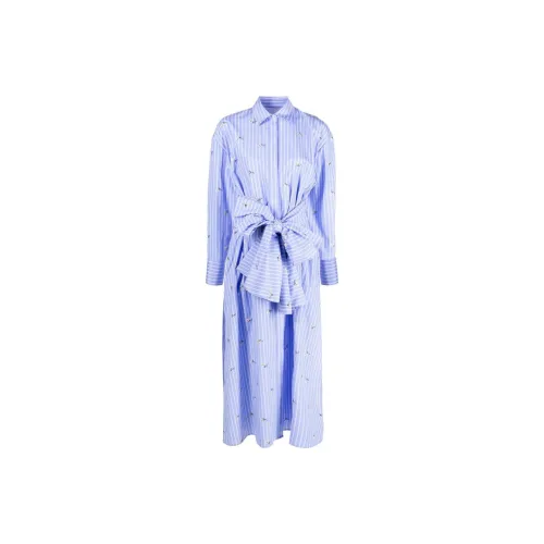 MSGM Striped Bow-detail Backless Shirtdress