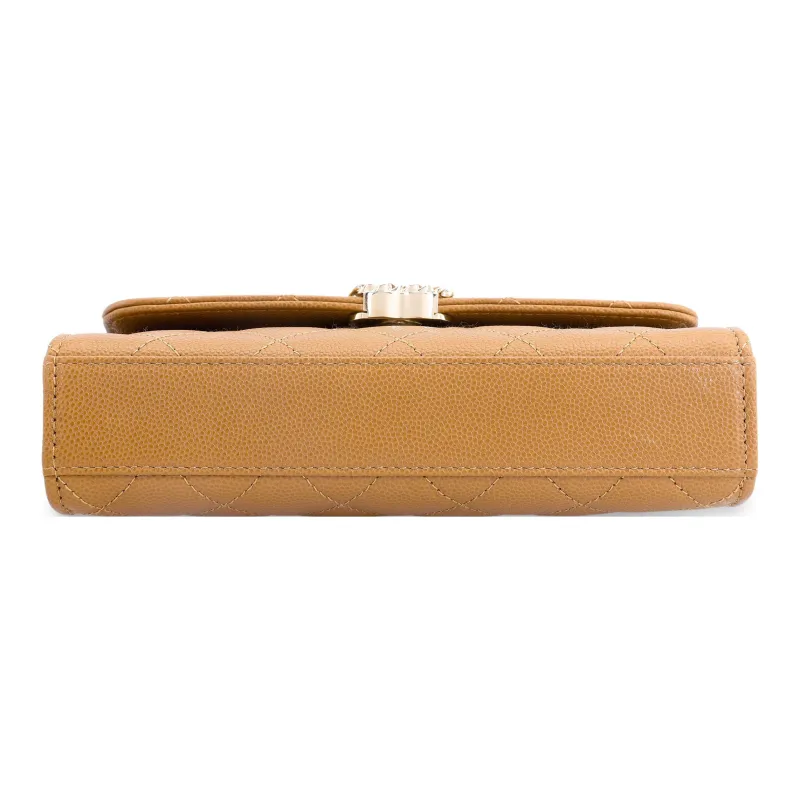 CHANEL 23P SS Cow Leather Flap Bag Handbag, Shoulder Bag, Crossbody Bag Regular Women's Milk Tea/Caramel-3