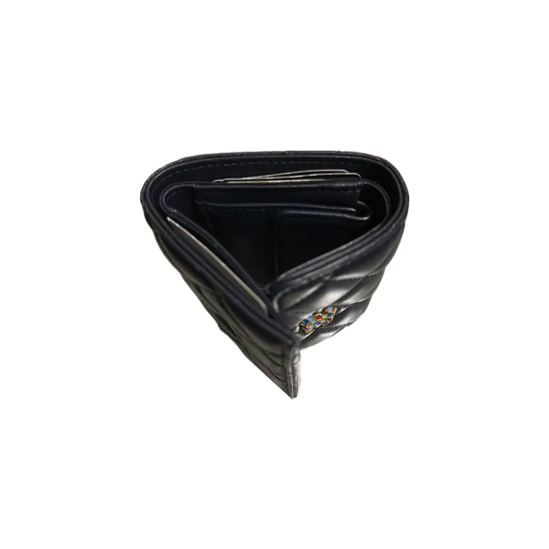 CHANEL Cow Leather Card Holder Wallet Women's Navy Blue-2