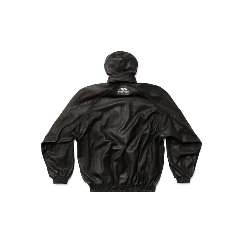 Balenciaga Leather Jacket Loose Fit Style Unisex Black-1