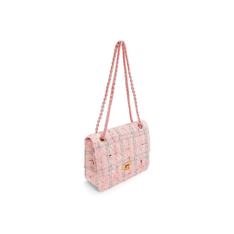 CHARLES&KEITH Polyurethane Fabric Shoulder Bag Medium Size Women's Black/White/Pink-2