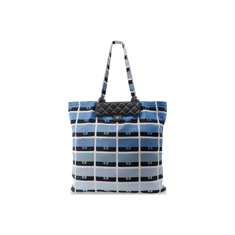 CHANEL Floral With Calfskin Tote Bag, Shopping Bag, Shoulder Bag, Crossbody Bag, Handbag Regular Women's Blue-1