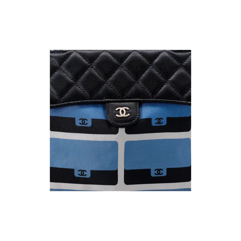 CHANEL Floral With Calfskin Tote Bag, Shopping Bag, Shoulder Bag, Crossbody Bag, Handbag Regular Women's Blue-4