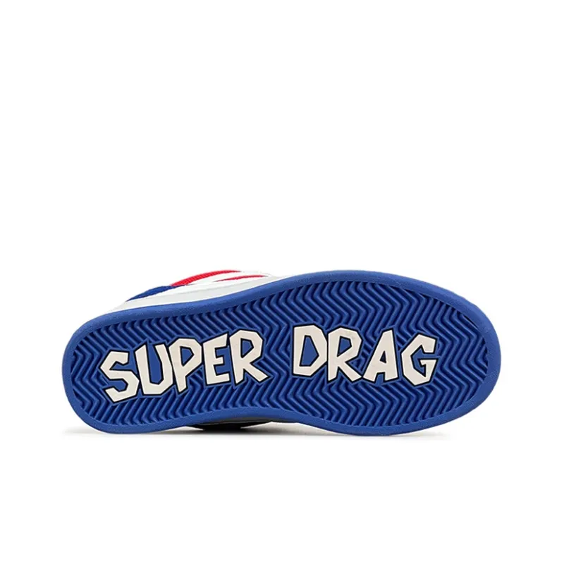 LuzaoT SUPER DRAG Puffy Shoes Low Top Skateboard Shoes Unisex White Blue Red-5