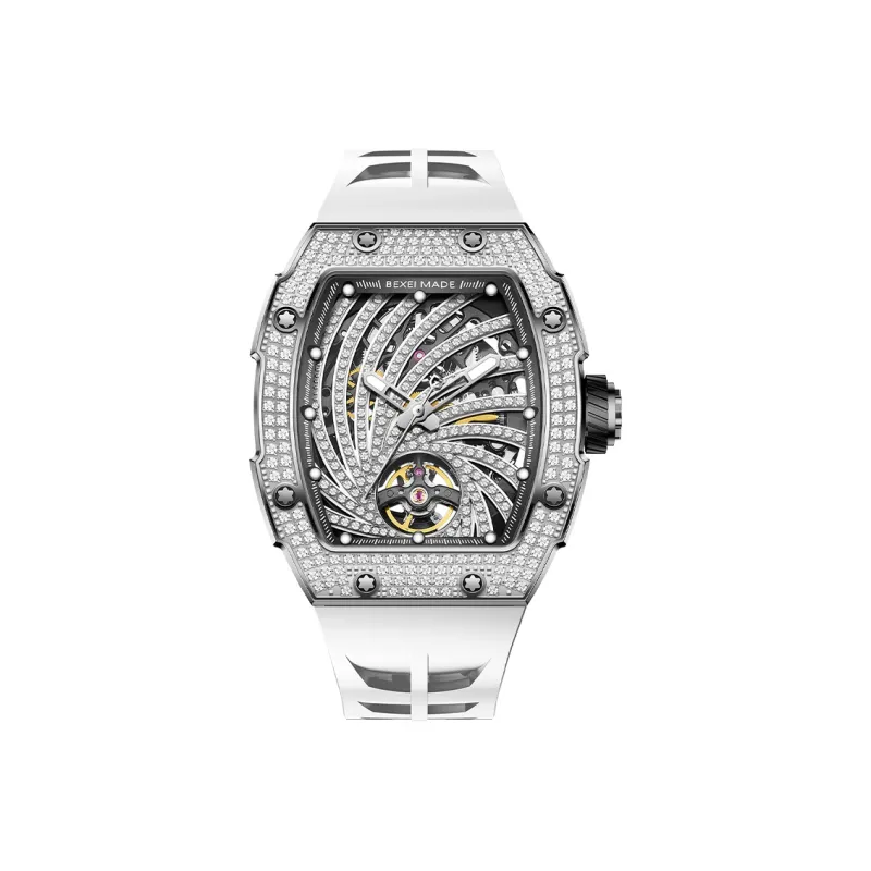 BEXEI Storm Eye Collection Automatic Mechanical Movement Rubber Strap Watch Men's Watches Cut-Out Dial BX9165-10