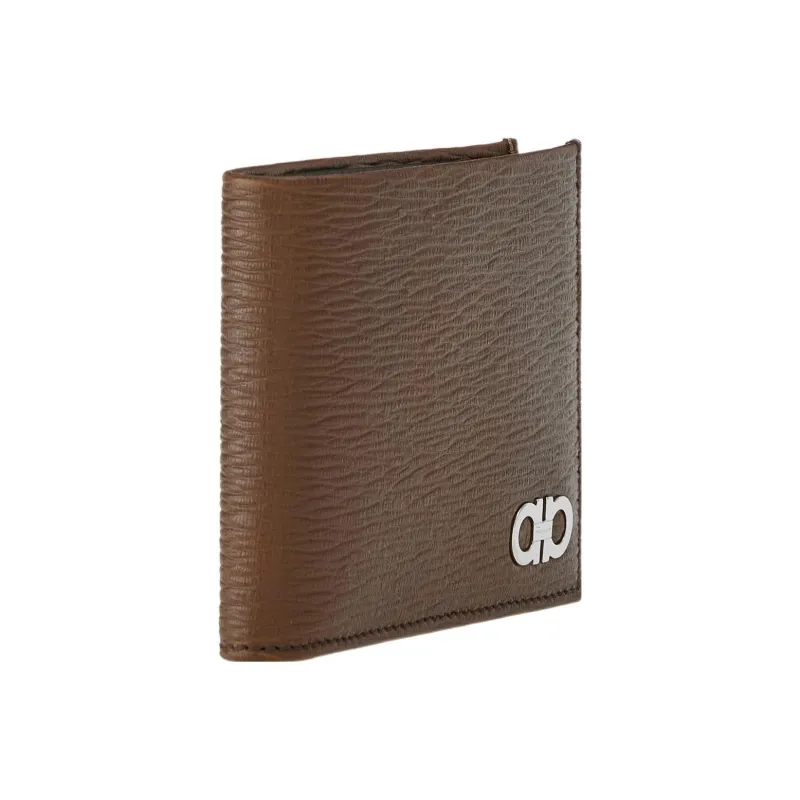 FERRAGAMO GANCINI Calfskin Wallet Men's Brown-1
