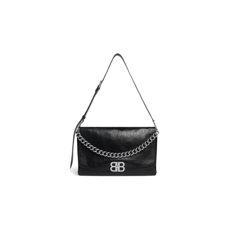 Balenciaga Bb Soft Large Flap Bag Black-4