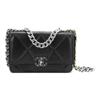 CHANEL 19BagWOC Sheepskin Shoulder Bag Crossbody Bag Wallets Regular Women's Black