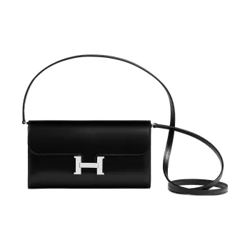 HERMES Constance To Go Box Calfskin Wallet Women's 89 Noir Black